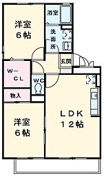 メゾン幸 3階2LDKの間取り