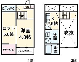 フレシール道徳 1階1SKの間取り