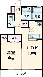 コンフォート 1階1LDKの間取り