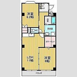 ラフォーレ若慎 2LDKの間取図画像