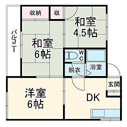 JR横浜線 橋本駅 バス10分 八幡神社前下車 徒歩2分の賃貸アパート 2階3DKの間取り