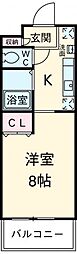 パルティール原駅前 3階1Kの間取り