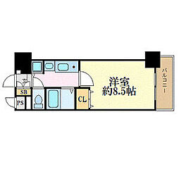 名鉄名古屋本線 名鉄名古屋駅 徒歩7分の賃貸マンション 5階1Kの間取り