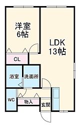 CASA小幡 5階1LDKの間取り