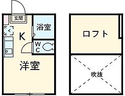 カーサ・イリス 1階ワンルームの間取り