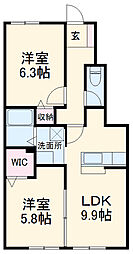 名古屋臨海高速あおなみ線 港北駅 徒歩15分の賃貸アパート 1階2LDKの間取り