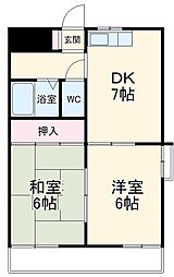 カーサ永 4階2DKの間取り