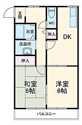 名鉄尾西線 弥富駅 徒歩14分の賃貸アパート 2階2DKの間取り