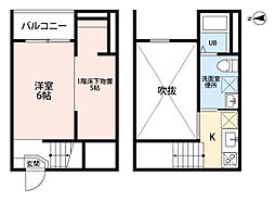 ビッグアンブレラ 1階ワンルームの間取り