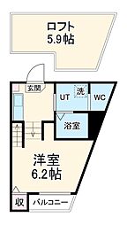 カトルセゾン彩 103 1階1Kの間取り