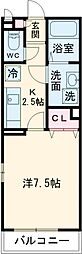 京成本線 京成小岩駅 徒歩8分の賃貸アパート 2階1Kの間取り