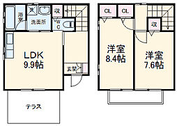 ビレッジみずの坂Ｆ棟 1階2DKの間取り