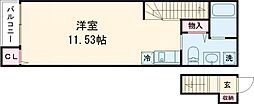 京成本線 江戸川駅 徒歩9分の賃貸アパート 2階ワンルームの間取り