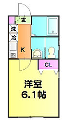 東武伊勢崎線 小菅駅 徒歩6分の賃貸アパート 1階1Kの間取り