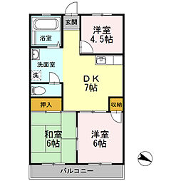 メゾン細田 3階3DKの間取り