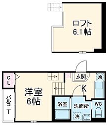 名鉄名古屋本線 栄生駅 徒歩5分の賃貸アパート 2階1Kの間取り