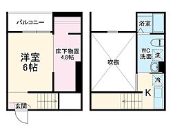 JR中央本線 新守山駅 徒歩12分の賃貸アパート 1階ワンルームの間取り