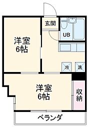 東葉高速鉄道 村上駅 徒歩6分の賃貸アパート 2階2Kの間取り