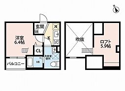ヒラソル守山 1階1Kの間取り