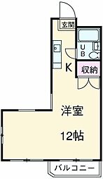 東急田園都市線 桜新町駅 徒歩8分の賃貸マンション 1階ワンルームの間取り