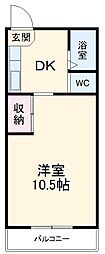 名鉄常滑線 柴田駅 徒歩12分の賃貸マンション 2階2DKの間取り