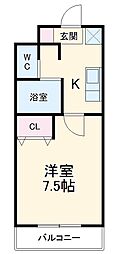 Ａ・Ｃｉｔｙ柴田本通 1階1Kの間取り