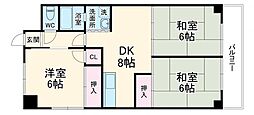 相互ビル 4階3DKの間取り