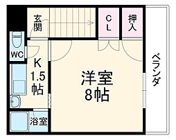 まつうら苑マンション 2階1Kの間取り