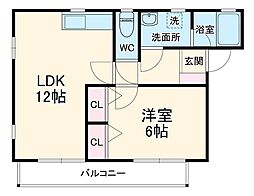 名古屋市営桜通線 桜本町駅 徒歩6分の賃貸アパート 2階1LDKの間取り