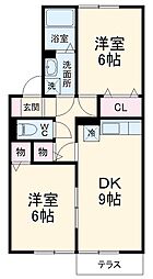 メゾンラフィーネ 2DKの間取図画像