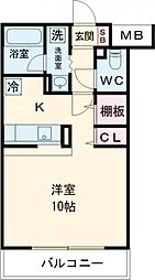 クリア・パル上用賀 2階1Kの間取り