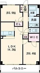 ＳＯＣＩＥＴＹ　ＫＡＫＩＮＯＫＩＺＡＫＡ　ＡＮＮＥＸ 5階2LDKの間取り