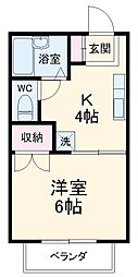 JR埼京線 南与野駅 徒歩13分の賃貸アパート 1階1Kの間取り