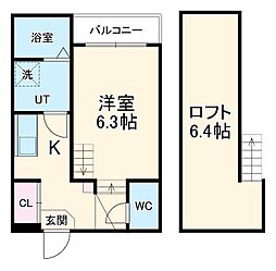 ボヌール桜本町 1階1Kの間取り