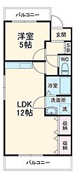 名古屋市営名城線 新瑞橋駅 徒歩10分の賃貸マンション 2階1LDKの間取り