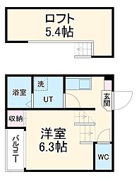 アーバンテラス浮島町 2階1Kの間取り