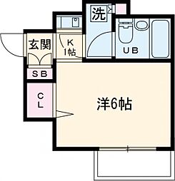 ロイヤルエクセレント学芸大 3階1Kの間取り