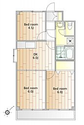 ロイヤルエクセレント学芸大 6階3DKの間取り