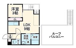 名古屋市営名城線 堀田駅 徒歩7分の賃貸アパート 2階1LDKの間取り