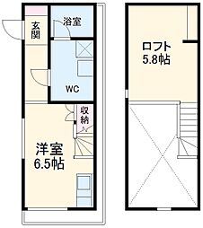 チェレスタ道徳 1階ワンルームの間取り