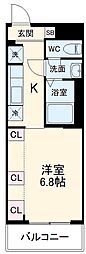 JR東海道本線 野田新町駅 徒歩4分の賃貸アパート 3階1Kの間取り