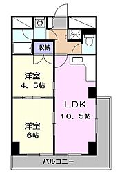 名古屋市営名城線 大曽根駅 徒歩3分の賃貸マンション 10階2LDKの間取り