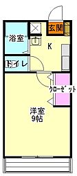 JR上越線 群馬総社駅 3.6kmの賃貸アパート 2階1Kの間取り