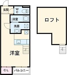 名古屋市営名城線 志賀本通駅 徒歩7分の賃貸アパート 2階1Kの間取り
