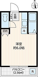 イーストハイム 2階ワンルームの間取り
