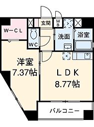 名鉄瀬戸線 森下駅 徒歩3分の賃貸マンション 2階1LDKの間取り