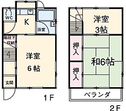 つくばエクスプレス 六町駅 徒歩12分の賃貸テラスハウス 1階3Kの間取り