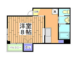グレース白梅町南 4階1Kの間取り