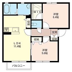 メゾン清里二番館Ｃ 1階2LDKの間取り