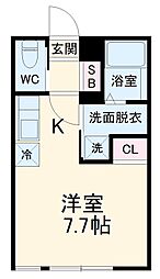 ＯＴＳ新検見川 1階ワンルームの間取り